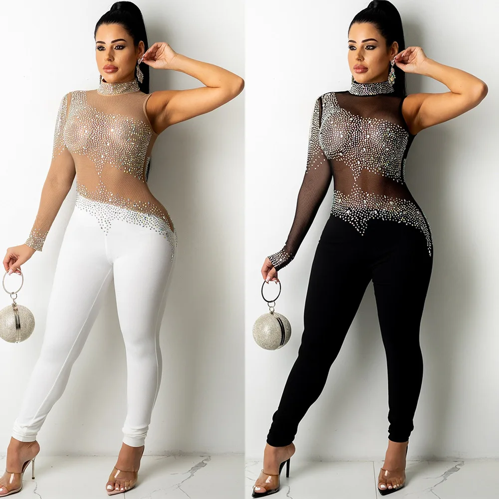 Sexy Club Sheer Rhinestone Jumpsuit Women One Piece Outfit 2023 Autumn Street Pencil Pants Female Luxury Elegant Playsuits
Sexy Club Sheer Rhinestone Jumpsuit Women One Piece Outfit 2023 Autumn Street Pencil Pants Female Luxury Elegant Playsuits