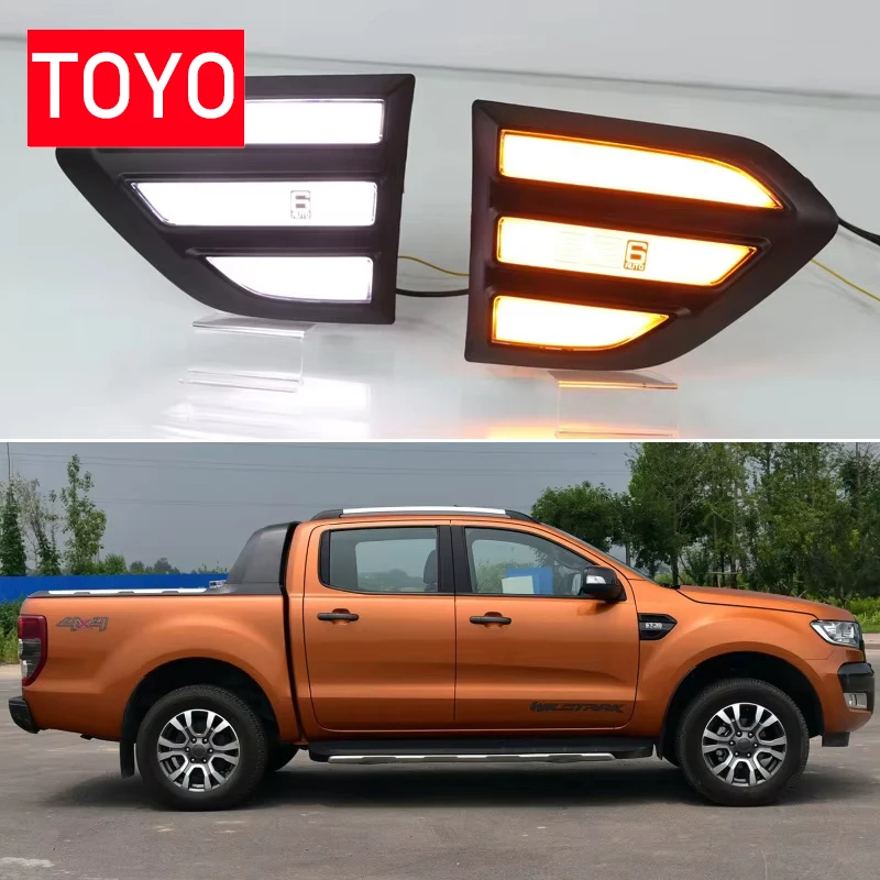 Car LED DRL 12V Daylights For Ford Ranger 2015 - 2019 Yellow Turn Signal Daytime Running Headlamps Auto Driving Lamp Foglamps
Car LED DRL 12V Daylights For Ford Ranger 2015 - 2019 Yellow Turn Signal Daytime Running Headlamps Auto Driving Lamp Foglamps