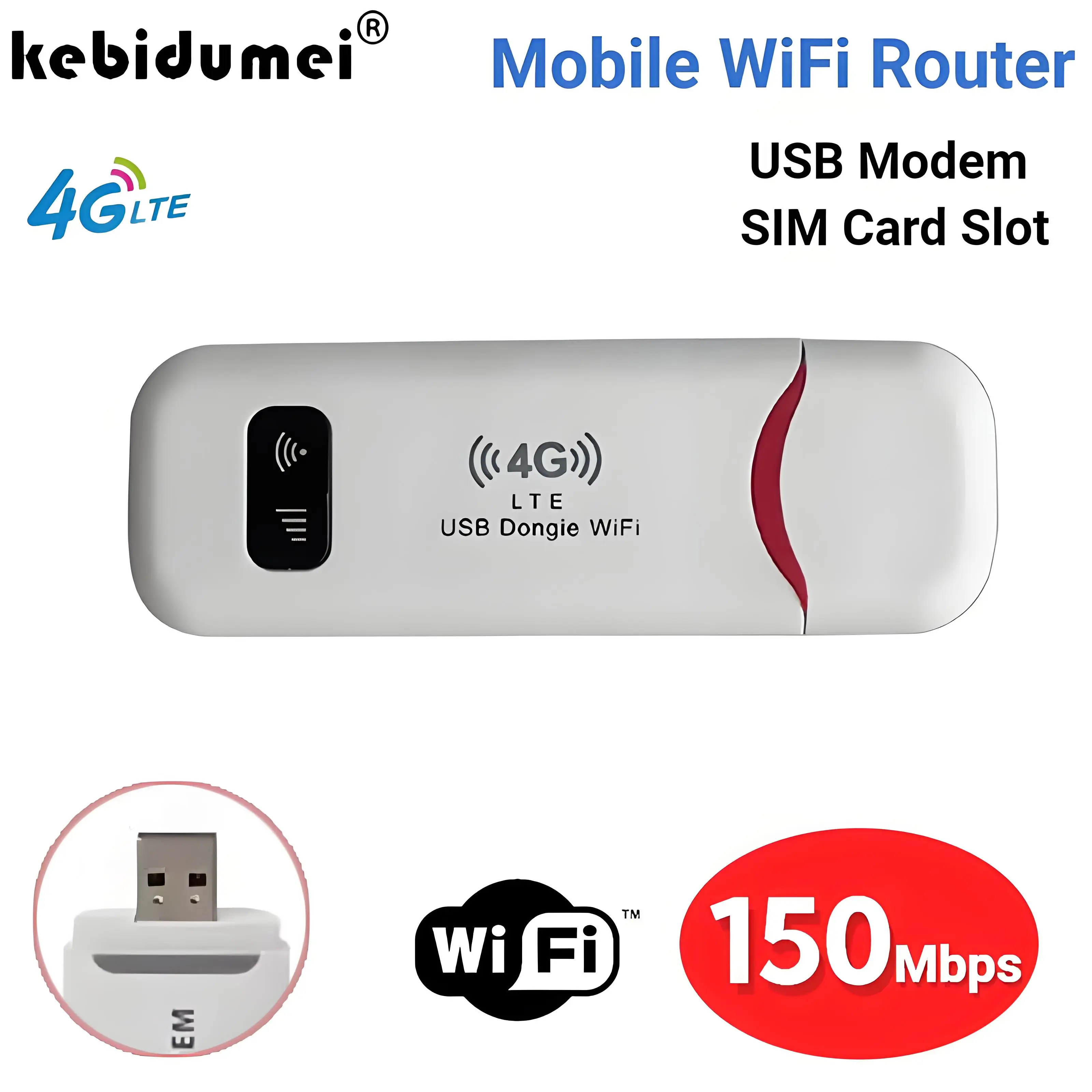 4G LTE USB Modem Dongle WiFi Mobile Router 150Mbps Wireless Network Card SIM Card Pocket WiFi Hotspot Router for Home Office
4G LTE USB Modem Dongle WiFi Mobile Router 150Mbps Wireless Network Card SIM Card Pocket WiFi Hotspot Router for Home Office