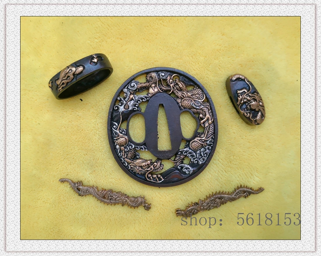 A Set gold Copper dragonTsuba Guard for Japan Samurai Sword Katana Tanto Fitting
A Set gold Copper dragonTsuba Guard for Japan Samurai Sword Katana Tanto Fitting
