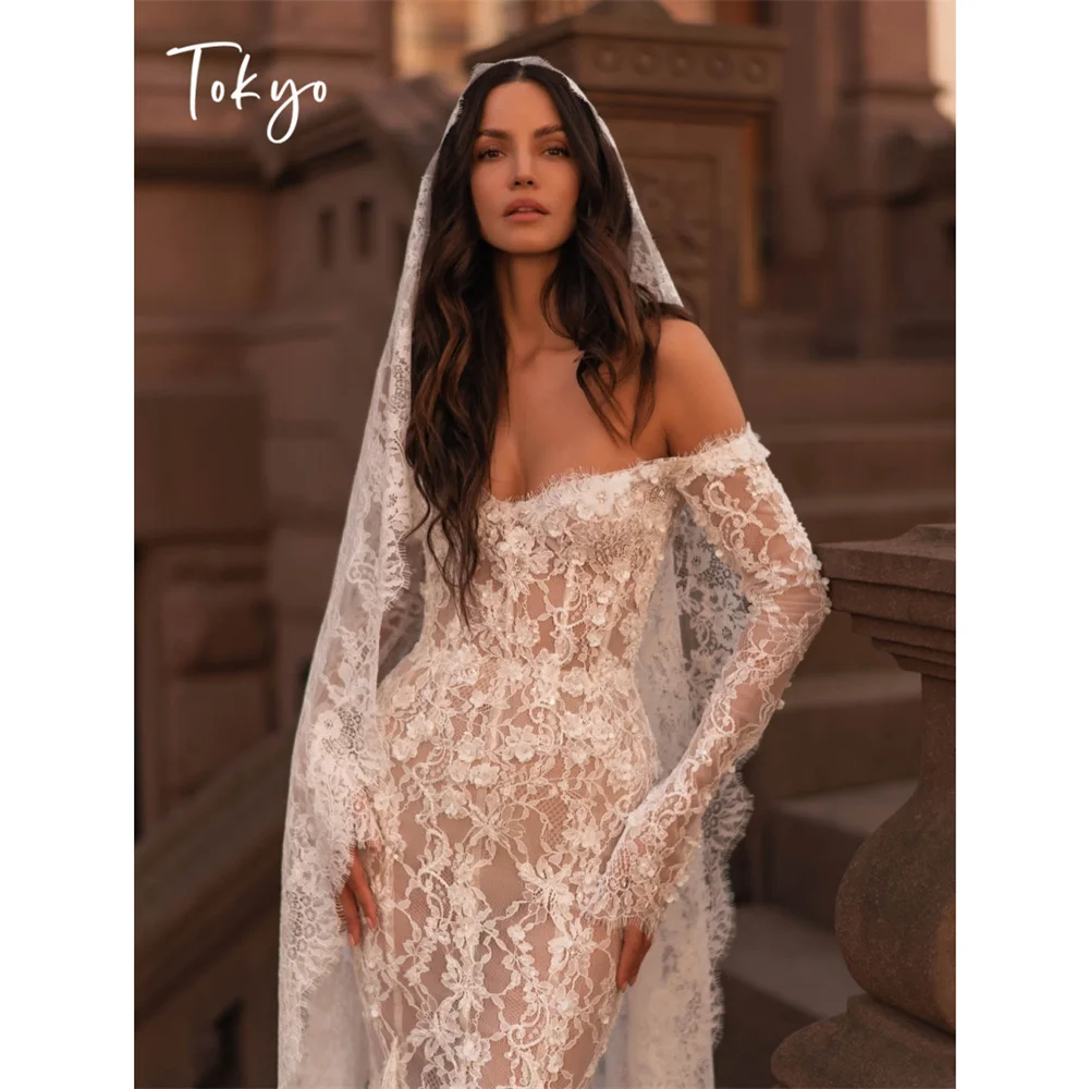 Tokyo Sexy Off Shoulder Lace Mermaid Wedding Dress Long Sleeve Bridal Gown Elegant Sheer Destination Ceremony Party Dress 2026
Tokyo Sexy Off Shoulder Lace Mermaid Wedding Dress Long Sleeve Bridal Gown Elegant Sheer Destination Ceremony Party Dress 2026