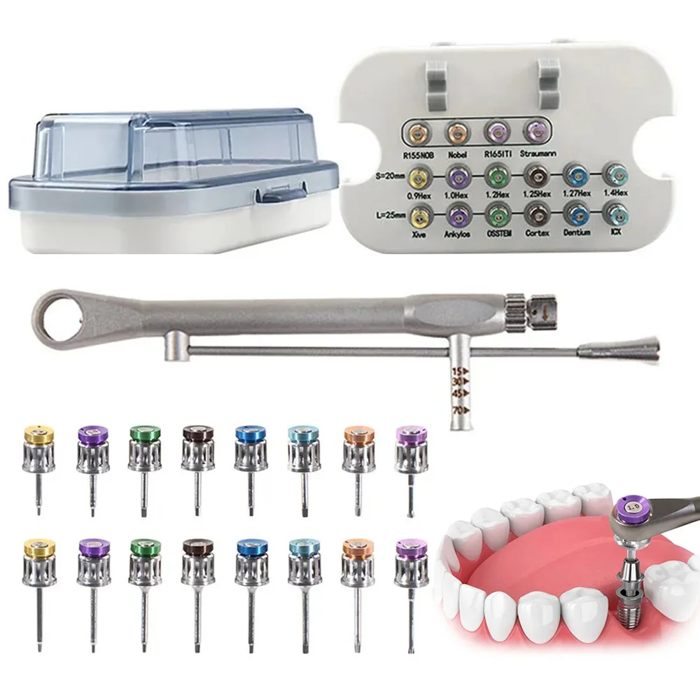 Dental Implant ScrewDriver Colorful Torque Wrench Ratchet 15-60NCM with 16pcs ScrewDriver Universal Restoration Repair Tools Kit
Dental Implant ScrewDriver Colorful Torque Wrench Ratchet 15-60NCM with 16pcs ScrewDriver Universal Restoration Repair Tools Kit