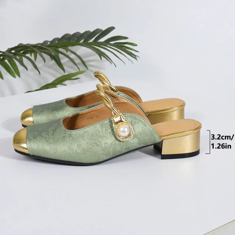 Women's Square Toe Mules Genuine Leather Upper Twisted Strap Pearl Decor Block Heel Chinese Style Casual Sandals Summer 2026
Women's Square Toe Mules Genuine Leather Upper Twisted Strap Pearl Decor Block Heel Chinese Style Casual Sandals Summer 2026