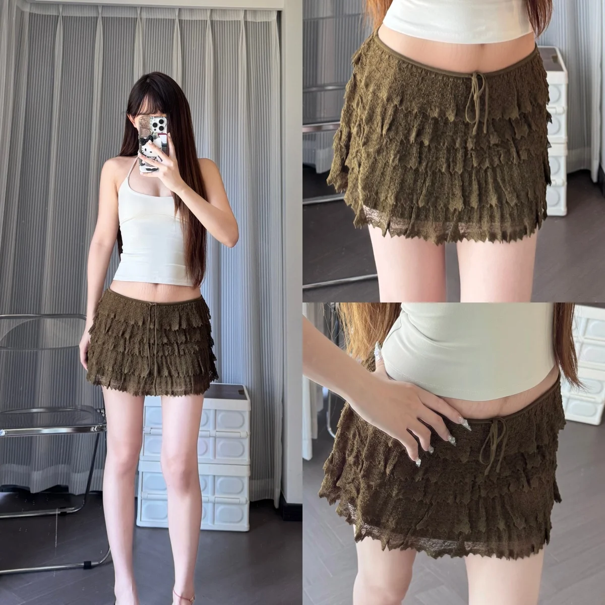 Tank Black Polka Dot Knit Ruffle Women's Mini Skirt Casual Fashion Short Skirt Drawstring Low Waist Sexy Jellyfish Skirt 
Tank Black Polka Dot Knit Ruffle Women's Mini Skirt Casual Fashion Short Skirt Drawstring Low Waist Sexy Jellyfish Skirt