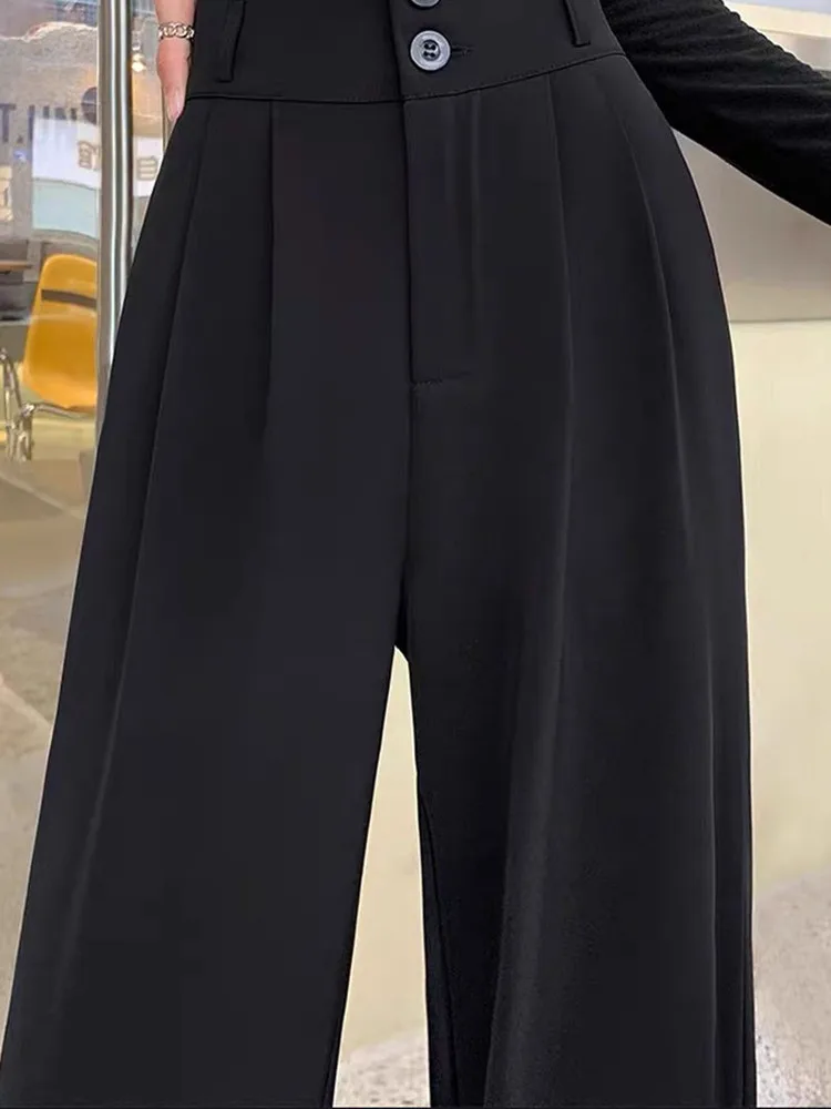 Women's Suit Wide Leg Pants Summer Thin High Waist Ice Silk Drapey Straight Black Casual Trousers Commute Style High Waist
Women's Suit Wide Leg Pants Summer Thin High Waist Ice Silk Drapey Straight Black Casual Trousers Commute Style High Waist
