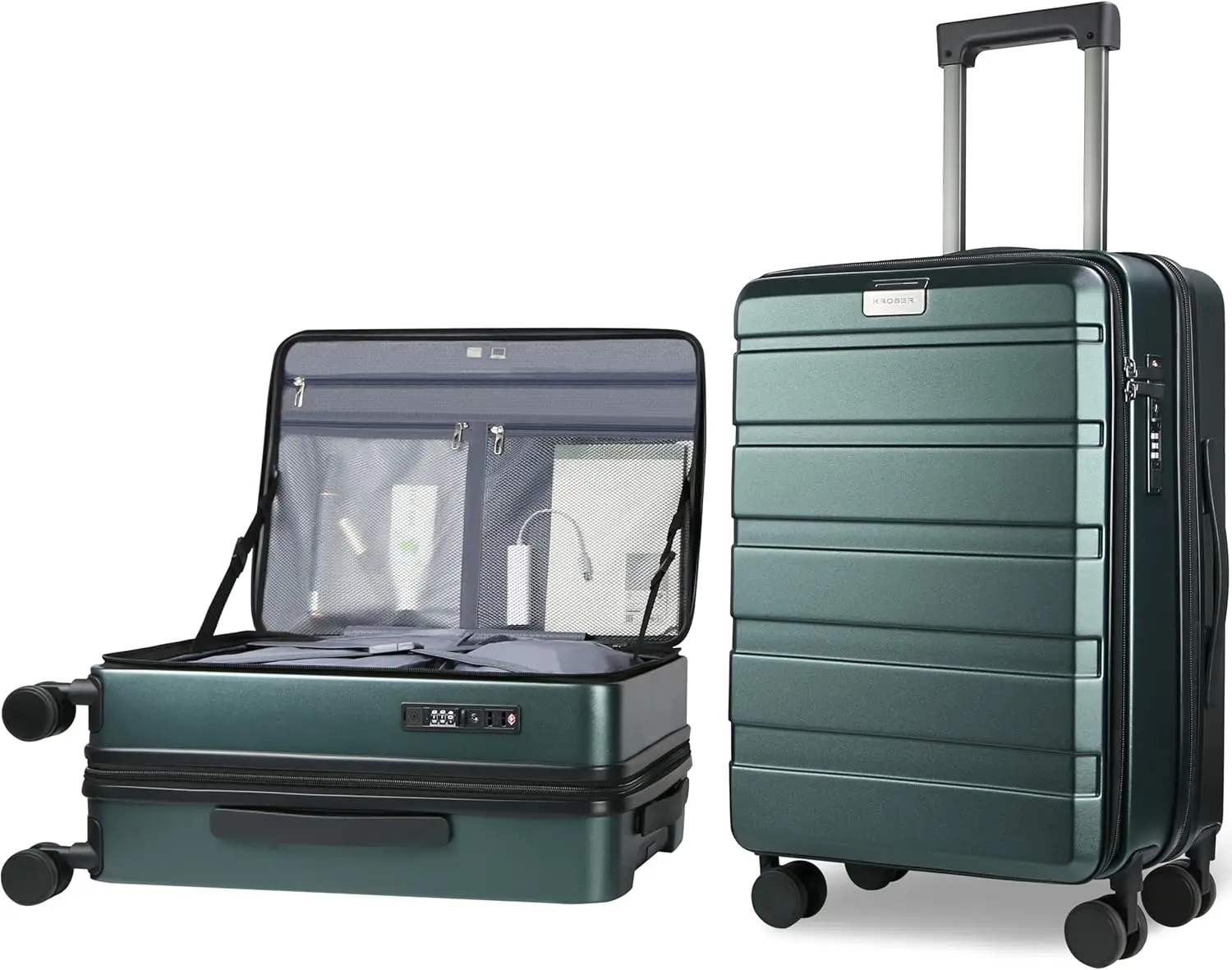 Carry On Luggage with Spinner Wheels & TSA Lock, Expandable Top Loading Hard Shell Suitcase, 20-Inch Dark Green for Travel
Carry On Luggage with Spinner Wheels & TSA Lock, Expandable Top Loading Hard Shell Suitcase, 20-Inch Dark Green for Travel