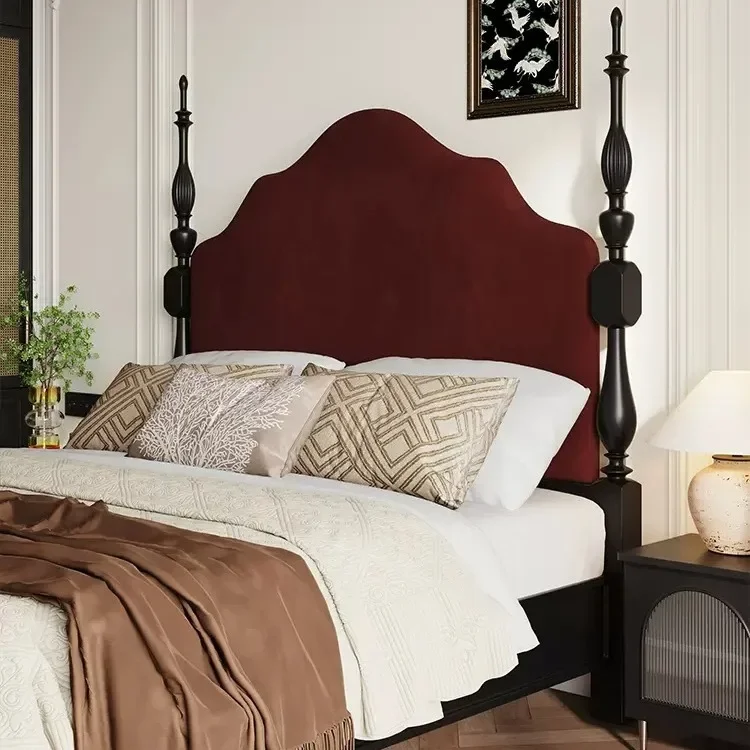 French retro, antique double bed, solid wood soft bed, high back bed American, simple Roman column
French retro, antique double bed, solid wood soft bed, high back bed American, simple Roman column