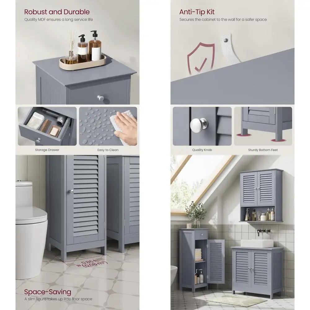 Storage Cabinet, Small Slim Floor Cabinet with Drawer and Shutter Door, for Living Room, Bathroom, Bedroom, 11.8 x 12.6 x 34.3 I
Storage Cabinet, Small Slim Floor Cabinet with Drawer and Shutter Door, for Living Room, Bathroom, Bedroom, 11.8 x 12.6 x 34.3 I