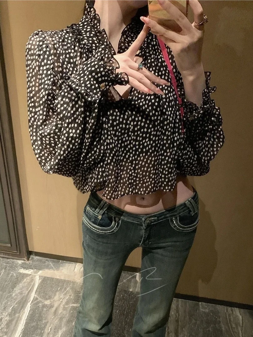 Black Polka Dot Chiffon Top Women's Long Sleeve V-Neck Loose Versatile Slimming Summer 2026 New Style Casual Loose Blouse
Black Polka Dot Chiffon Top Women's Long Sleeve V-Neck Loose Versatile Slimming Summer 2026 New Style Casual Loose Blouse