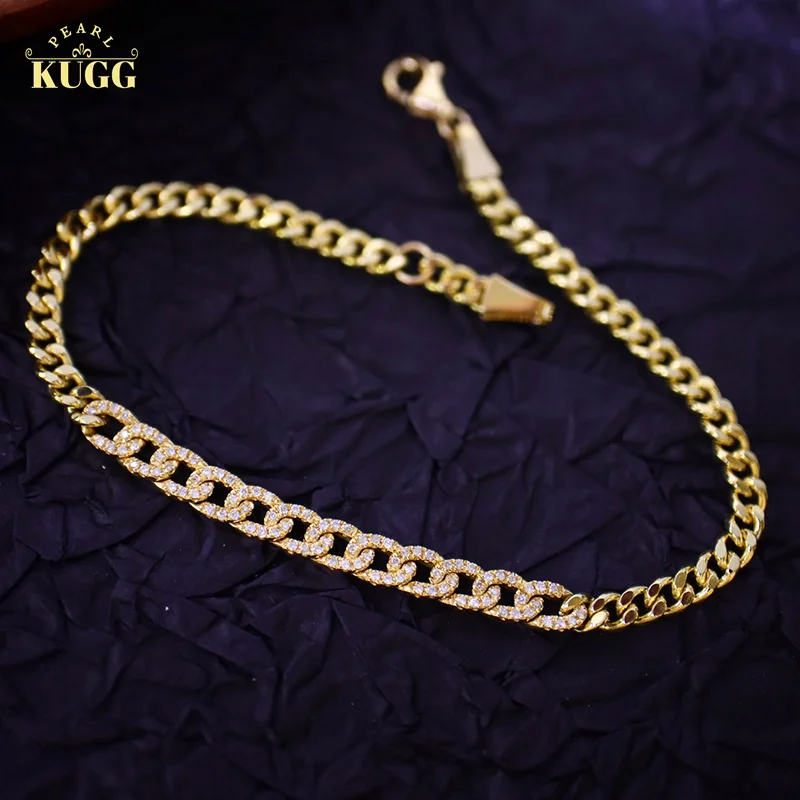 KUGG 18K Yellow Gold Bracelet Shiny Real Natural Diamond Fashion Cuban Chain Shape Exquisite Jewelry for Women Anniversary
KUGG 18K Yellow Gold Bracelet Shiny Real Natural Diamond Fashion Cuban Chain Shape Exquisite Jewelry for Women Anniversary