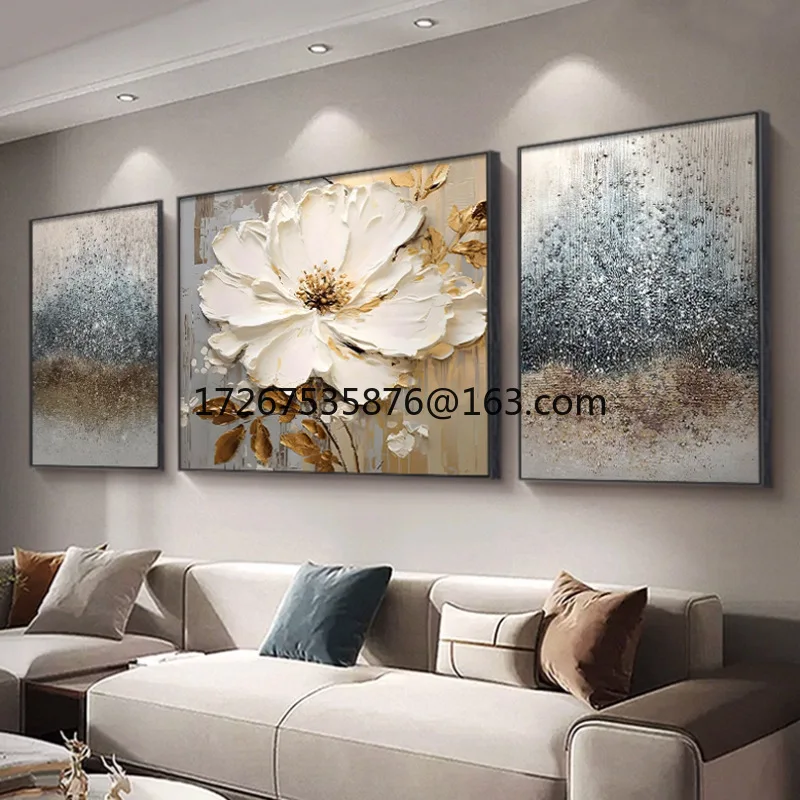 Pure hand-painted flower blooming rich living room decorative painting sofa background wall hanging triptych
Pure hand-painted flower blooming rich living room decorative painting sofa background wall hanging triptych