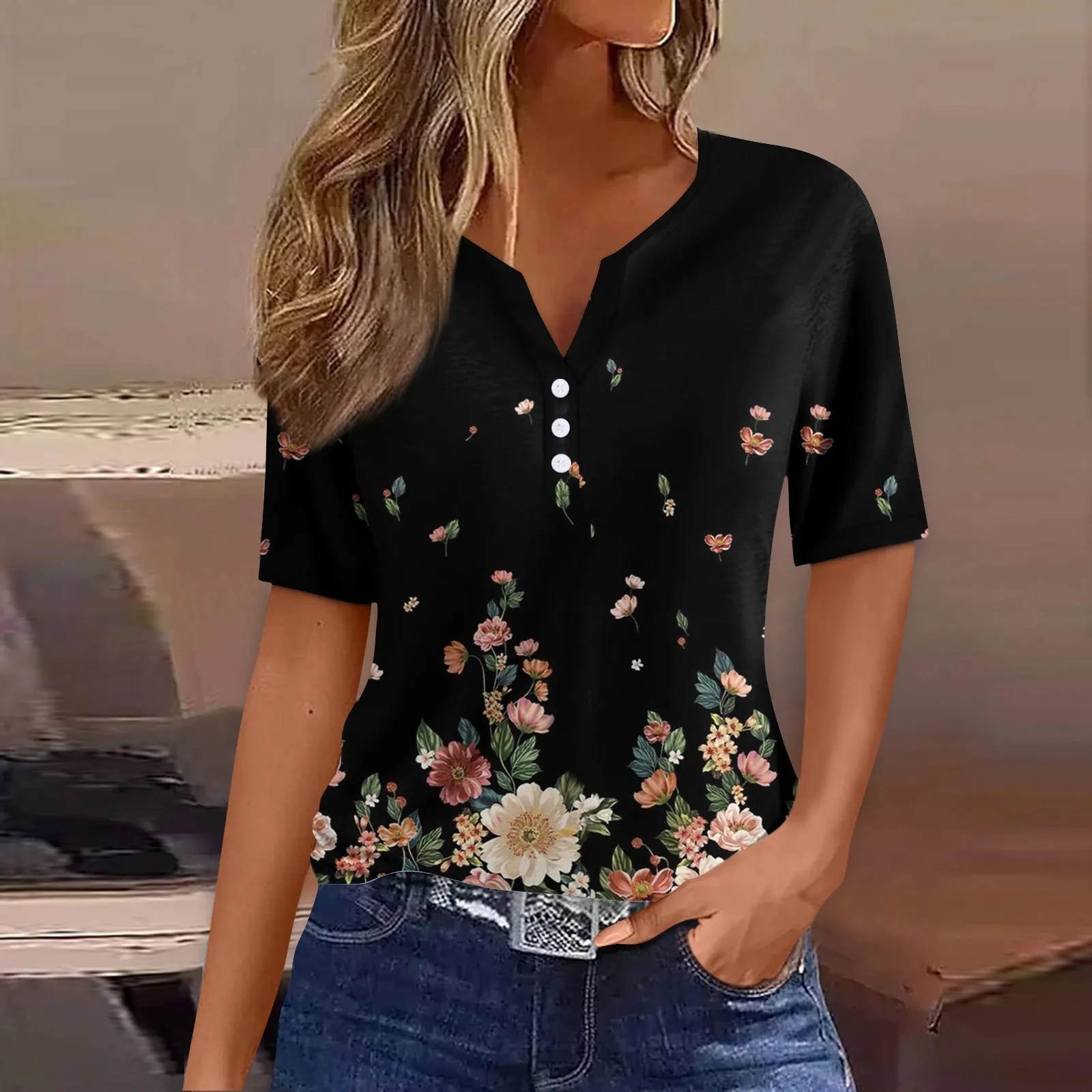 Summer Clothes Women 2024 Button Short Sleeve Daily Weekend Fashion Basic V- Neck Regular Top Spring Summer Blusas Para Dama
Summer Clothes Women 2024 Button Short Sleeve Daily Weekend Fashion Basic V- Neck Regular Top Spring Summer Blusas Para Dama