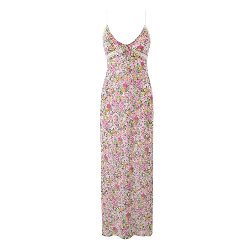YENKYE Women Lace Trim Floral Print Sling Long Dresses Sexy Sleeveless V Neck Female A-line Holiday Summer Dress Boho Robe
YENKYE Women Lace Trim Floral Print Sling Long Dresses Sexy Sleeveless V Neck Female A-line Holiday Summer Dress Boho Robe