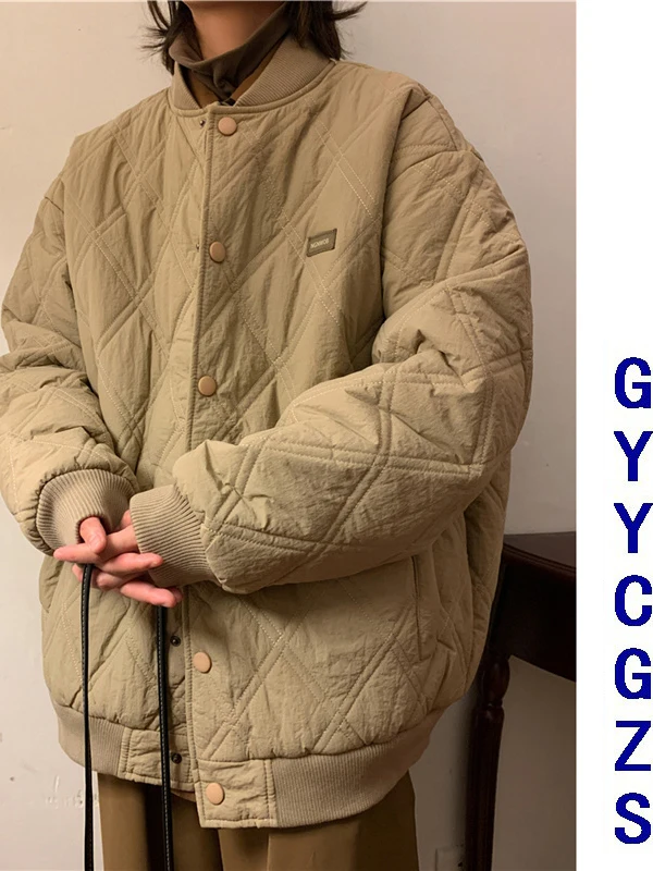 Warm Thickened Cotton Jacket Men's Stand Collar Lozenge Pattern Winter Outerwear Casual Fashion Urban Style Student Coat
Warm Thickened Cotton Jacket Men's Stand Collar Lozenge Pattern Winter Outerwear Casual Fashion Urban Style Student Coat