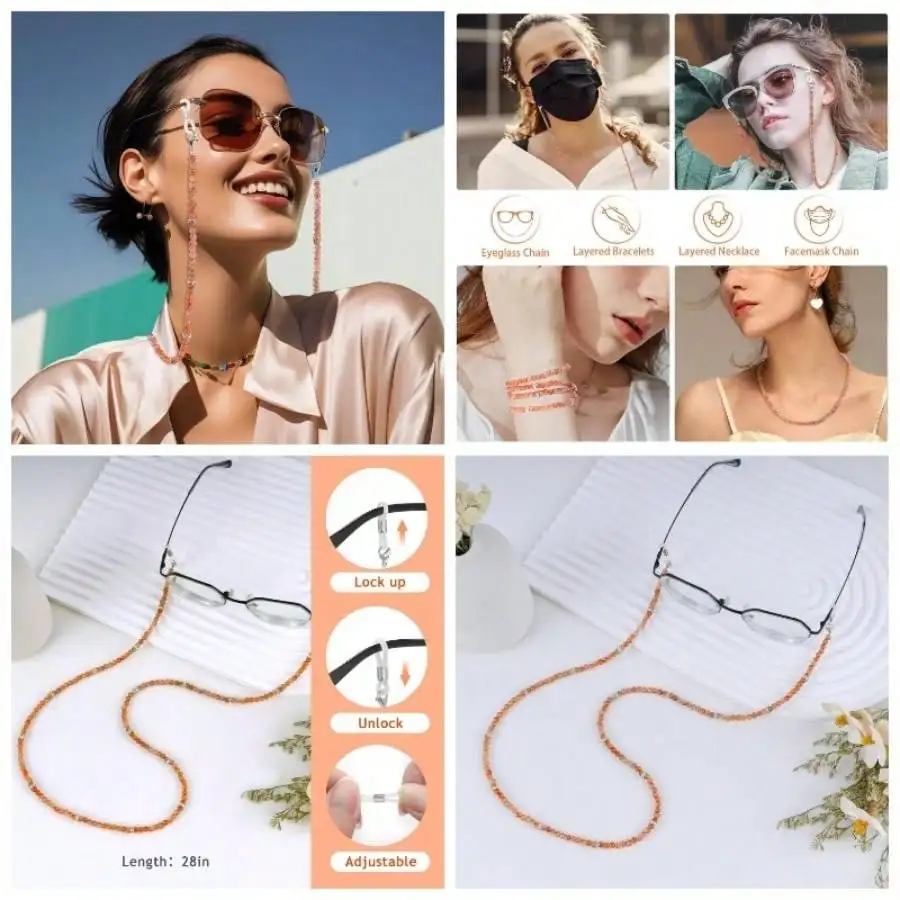 Beaded Glasses Chain for Women, Adjustable Glasses Holder Around Neck for Eyeglasses
Beaded Glasses Chain for Women, Adjustable Glasses Holder Around Neck for Eyeglasses