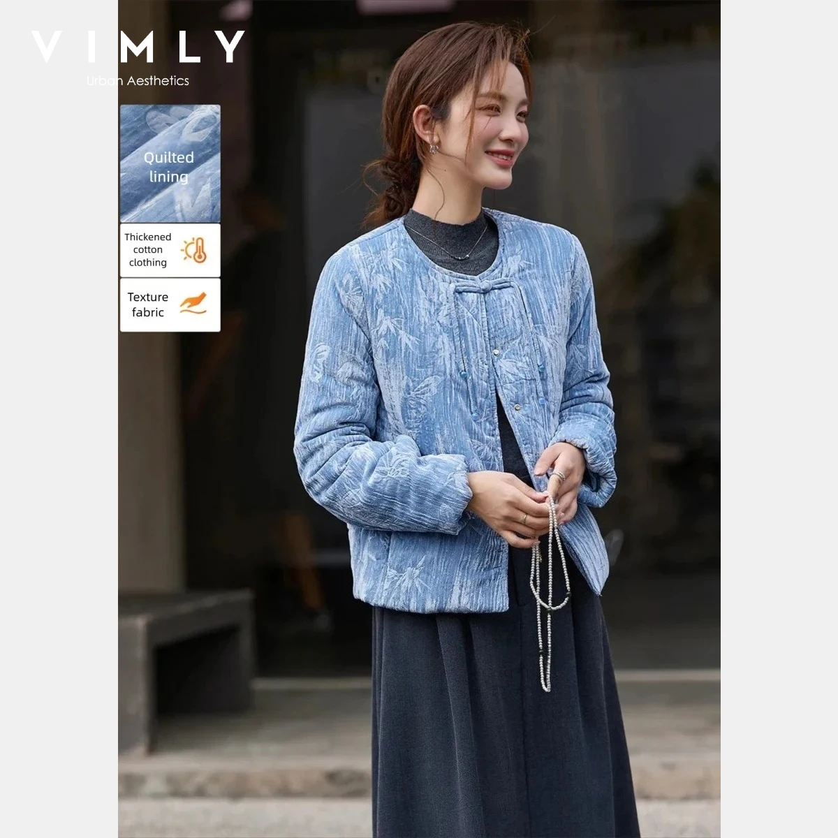 VIMLY New Women's Winter Parkas 2025 Chinese Style Round Neck Embossing Padding Jacket Single Breasted Thick Ladies Coats A3773
VIMLY New Women's Winter Parkas 2025 Chinese Style Round Neck Embossing Padding Jacket Single Breasted Thick Ladies Coats A3773