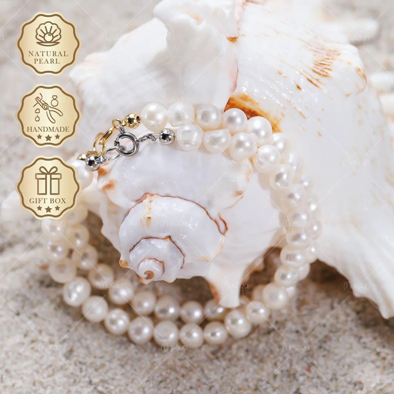 MYSOYA 5-6mm White Freshwater Pearl Bracelet with Gold/Silver Bubble Clasp, Gift Box Included, Everyday Luxury Jewelry S518
MYSOYA 5-6mm White Freshwater Pearl Bracelet with Gold/Silver Bubble Clasp, Gift Box Included, Everyday Luxury Jewelry S518