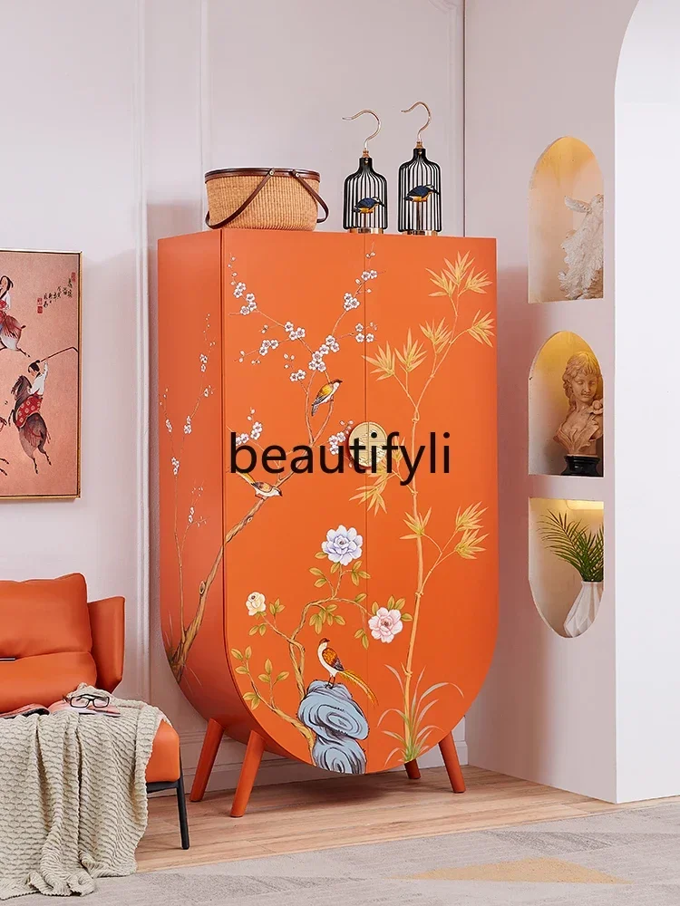 C New Chinese-style bedroom storage orange hand-painted side cabinet French solid wood door small clothes cabinet
C New Chinese-style bedroom storage orange hand-painted side cabinet French solid wood door small clothes cabinet