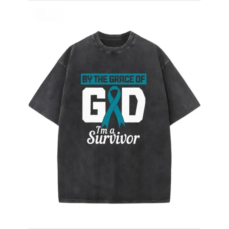 Vintage "By the Grace of God I'm a Survivor" T-Shirt Oversized Teal Ribbon Cancer Awareness Slogan Tee Christian Gift
Vintage "By the Grace of God I'm a Survivor" T-Shirt Oversized Teal Ribbon Cancer Awareness Slogan Tee Christian Gift