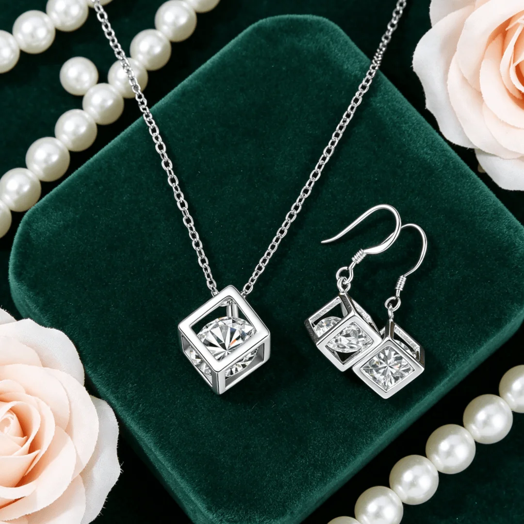 High-quality 925 sterling Silver temperament crystal lattice necklace earring for woman Jewelry sets Wedding accessories fashion
High-quality 925 sterling Silver temperament crystal lattice necklace earring for woman Jewelry sets Wedding accessories fashion