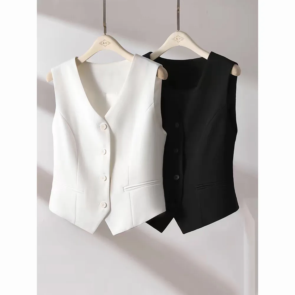 Vintage V-neck Suit Vest Elegant Women's Casual Single-breasted Sleeveless Jacket Fashion Slim Solid Color Vests Simple and Chic
Vintage V-neck Suit Vest Elegant Women's Casual Single-breasted Sleeveless Jacket Fashion Slim Solid Color Vests Simple and Chic
