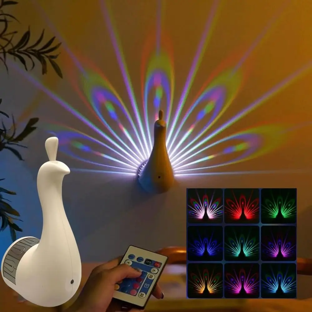 12 Colors Peacock Wall Lamp Atmosphere Remote Control Wall Light Rechargeable Touch Dimmable Projection Night Lights Bedroom
12 Colors Peacock Wall Lamp Atmosphere Remote Control Wall Light Rechargeable Touch Dimmable Projection Night Lights Bedroom