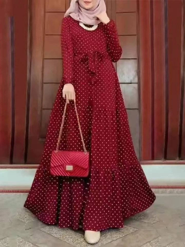 Muslim Dresses O-neck High Waist Evening Abaya A-line Wedding Dress for Women Floral Printed Maxi Sundress Moroccan Caftan
Muslim Dresses O-neck High Waist Evening Abaya A-line Wedding Dress for Women Floral Printed Maxi Sundress Moroccan Caftan