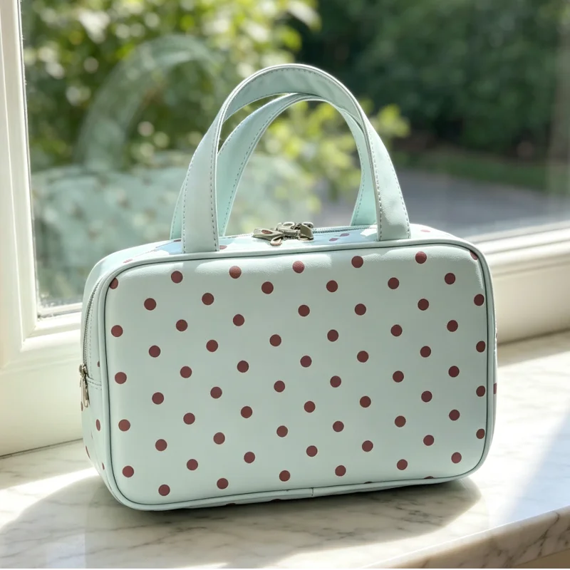 Exquisite Polka Dot Makeup Bag Mint Green Multifunctional Handbag Large Capacity Multi Compartment Zipper Portable Storage Bag
Exquisite Polka Dot Makeup Bag Mint Green Multifunctional Handbag Large Capacity Multi Compartment Zipper Portable Storage Bag