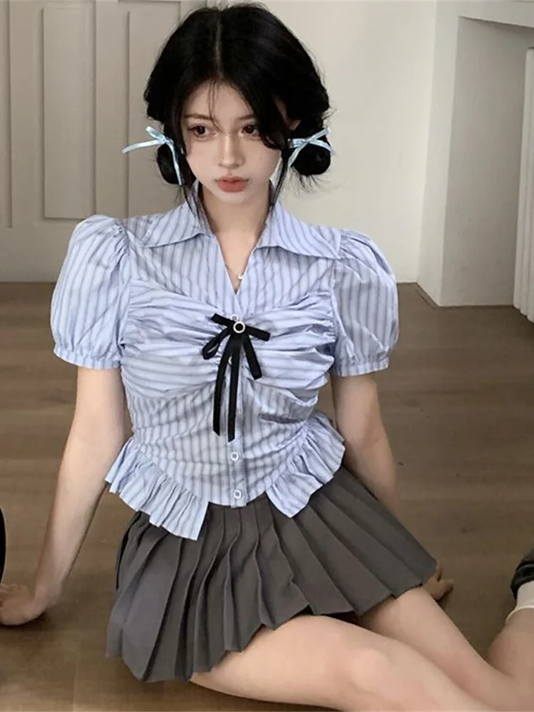 American Style Sweet And Spicy Street Skirt Women Summer High Sensation College Short Striped Shirt Half Skirt Two Piece Set
American Style Sweet And Spicy Street Skirt Women Summer High Sensation College Short Striped Shirt Half Skirt Two Piece Set