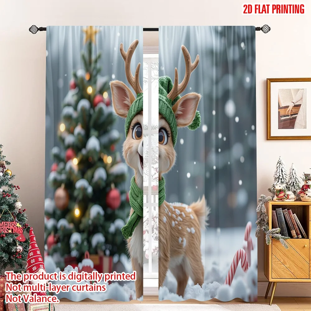 2pcs 2D flat printing Merry Christmas Party Curtains Cute Christmas Deer with Ornaments Polyester Without Electricity Birthday
2pcs 2D flat printing Merry Christmas Party Curtains Cute Christmas Deer with Ornaments Polyester Without Electricity Birthday