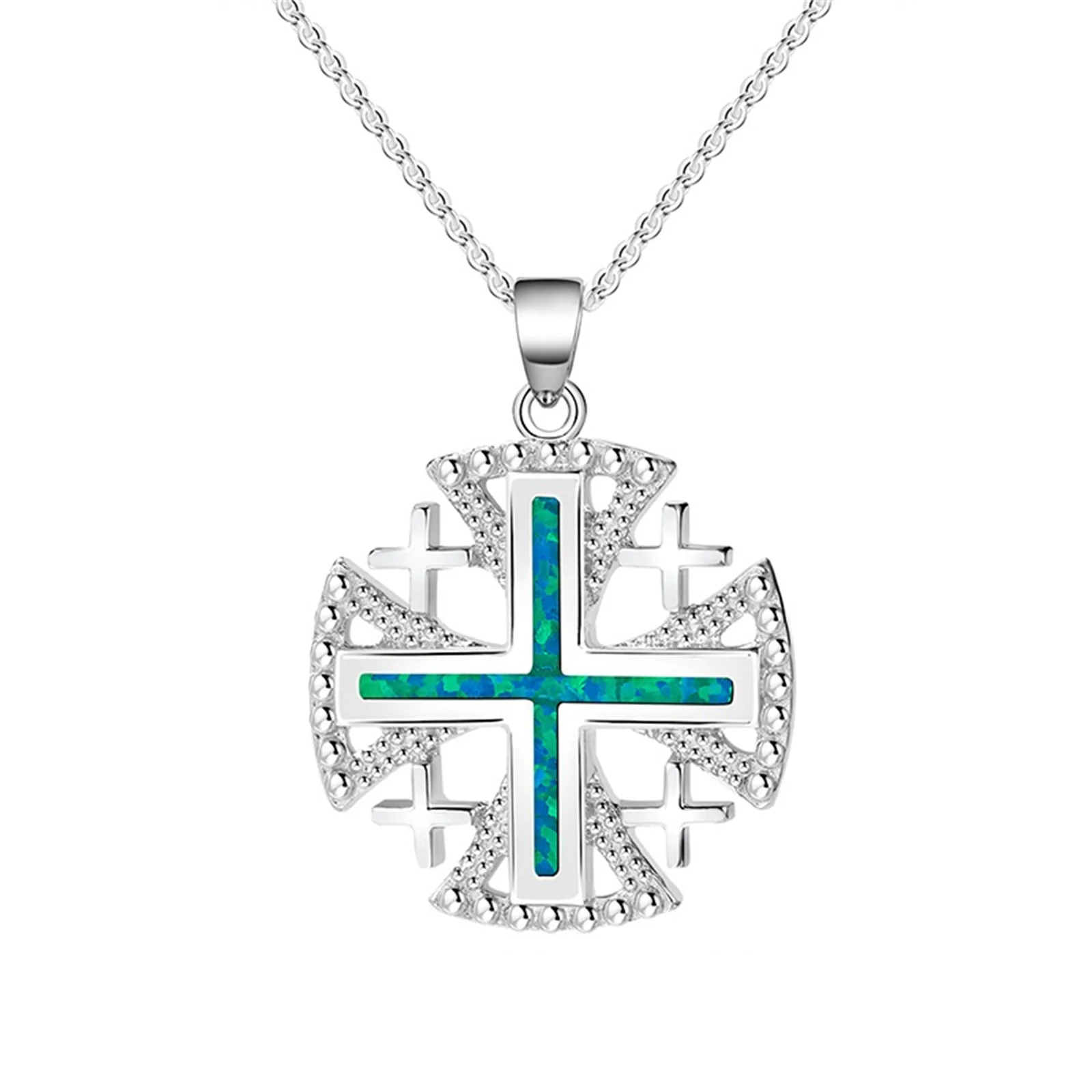 Jerusalem Cross with Green Opal Sterling Silver 925 Pendant Necklace for Women Vintage Crusader Style Georgia Symbol Jewelry
Jerusalem Cross with Green Opal Sterling Silver 925 Pendant Necklace for Women Vintage Crusader Style Georgia Symbol Jewelry