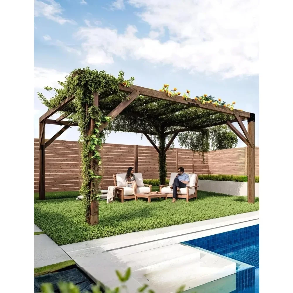 12x14 FT Cedar Wooden Pergola, Pergola with Retractable Shade Canopy, Quality Supported Structure, Wood Patio Pergolas
12x14 FT Cedar Wooden Pergola, Pergola with Retractable Shade Canopy, Quality Supported Structure, Wood Patio Pergolas