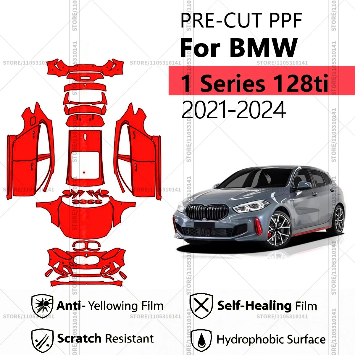 For BMW 1 Series 128ti 2021-2024 Pre-Cut Paint Protection Film PPF Transparent Car Film Professional Automotive PPF Full Vehicle
For BMW 1 Series 128ti 2021-2024 Pre-Cut Paint Protection Film PPF Transparent Car Film Professional Automotive PPF Full Vehicle
