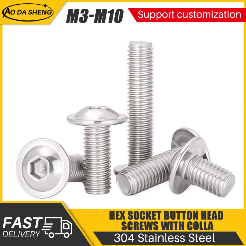 AODASHENG 5/10/20/30/50pcs 304 Stainless Steel Hex Hexagon Socket Round Button Head Screw with Washer Collar M3 M4 M5 M6 M8 M10
AODASHENG 5/10/20/30/50pcs 304 Stainless Steel Hex Hexagon Socket Round Button Head Screw with Washer Collar M3 M4 M5 M6 M8 M10