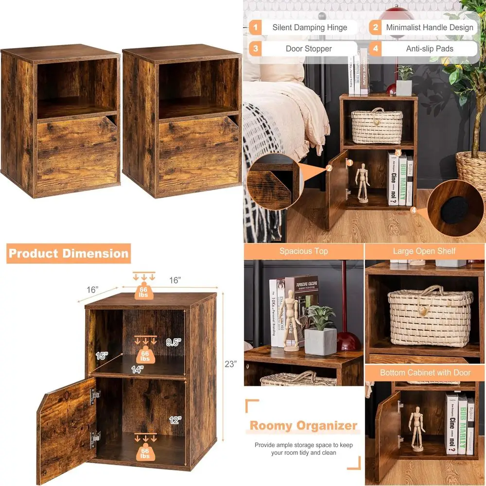 Pair of Brown Nightstands with Storage Shelves for Living Room
Pair of Brown Nightstands with Storage Shelves for Living Room