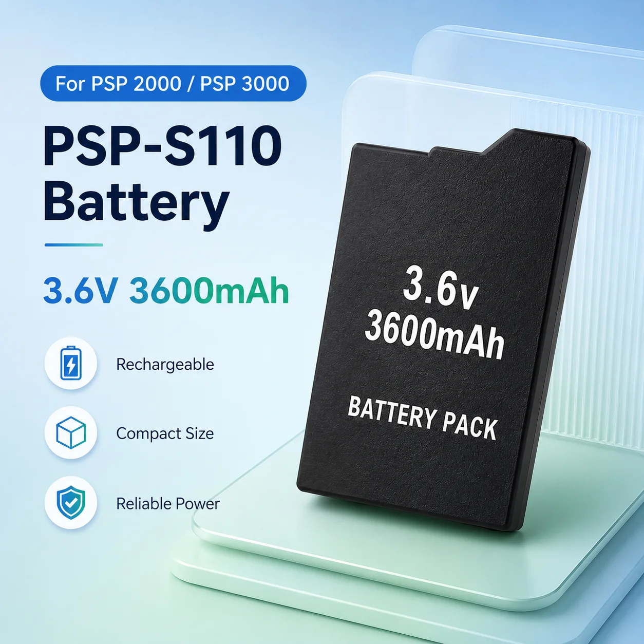 PSP-S360 Rechargeable Battery 3.6V 3600mAh Durable Power Supply For Sony PlayStation Portable Device
PSP-S360 Rechargeable Battery 3.6V 3600mAh Durable Power Supply For Sony PlayStation Portable Device