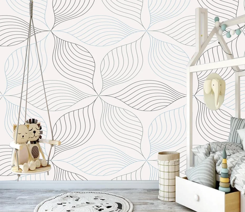 Customized wallpaper with abstract lines wrapped around geometric patterns decorative paintings simple children's room mural
Customized wallpaper with abstract lines wrapped around geometric patterns decorative paintings simple children's room mural