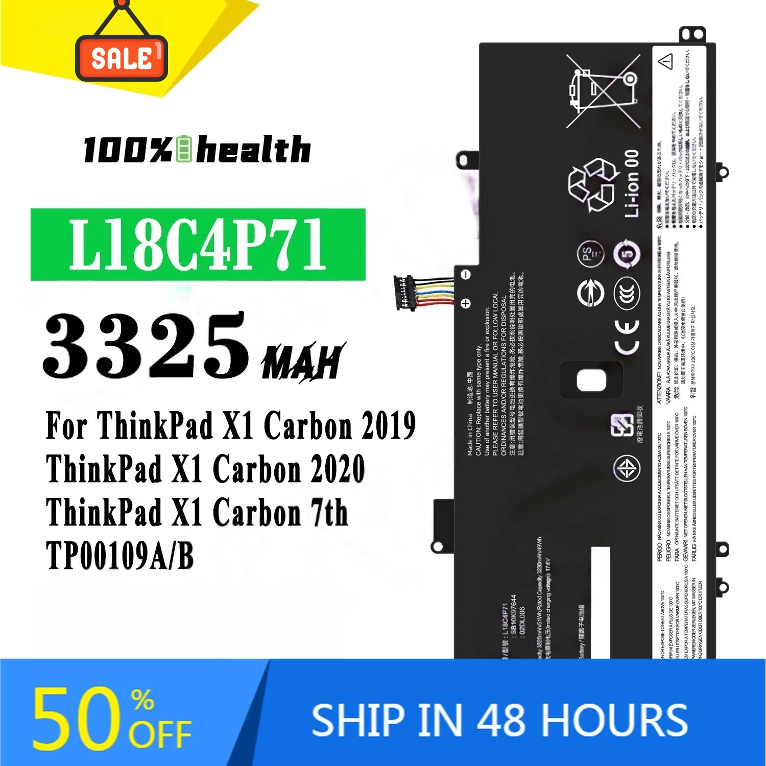 L18L4P71 L18C4P71 L18M4P72 3325mAh Laptop Battery for Lenovo TP00109A SB10K97643 97644 02DL006b Lithium Rechargeable Battery
L18L4P71 L18C4P71 L18M4P72 3325mAh Laptop Battery for Lenovo TP00109A SB10K97643 97644 02DL006b Lithium Rechargeable Battery