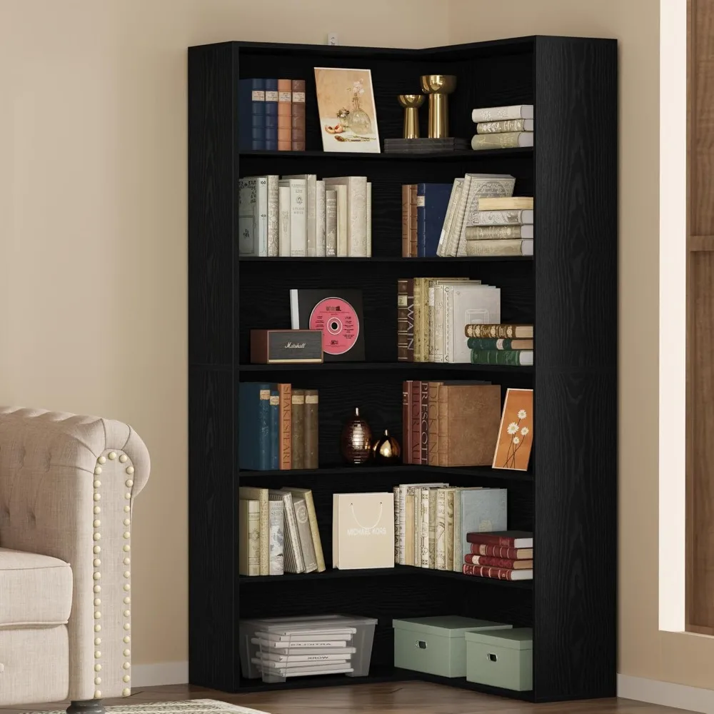6-tier corner bookshelf with baffles, etagere shelf storage rack for living room, home office
6-tier corner bookshelf with baffles, etagere shelf storage rack for living room, home office