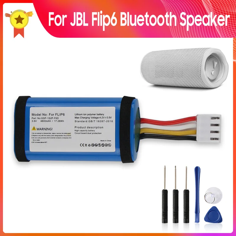Replacement Battery GSP-1S2P-F6D For JBL Flip 6 Flip6 Portable Wireless Bluetooth Speaker Quality Batteries With Tool 4800mAh 
Replacement Battery GSP-1S2P-F6D For JBL Flip 6 Flip6 Portable Wireless Bluetooth Speaker Quality Batteries With Tool 4800mAh