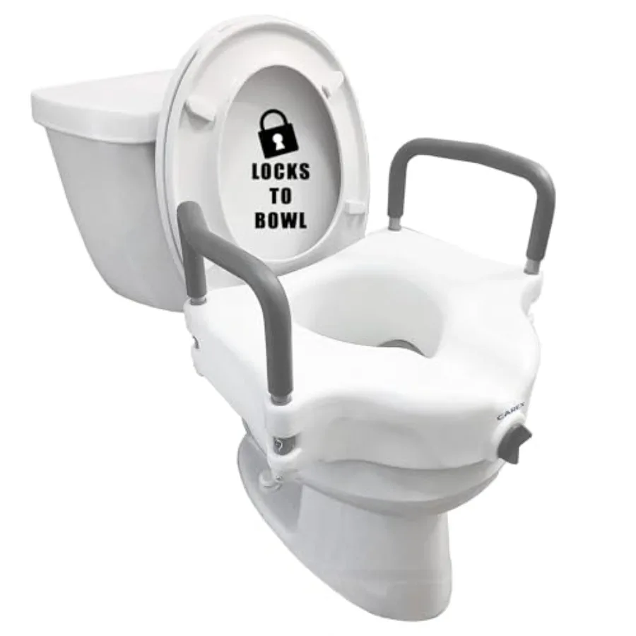 E-Z Lock Raised Toilet Seat with Handles 4.5 Inch Toilet Seat Riser with Arms Toilet Riser Fits Most Toilets Elongated or Round
E-Z Lock Raised Toilet Seat with Handles 4.5 Inch Toilet Seat Riser with Arms Toilet Riser Fits Most Toilets Elongated or Round