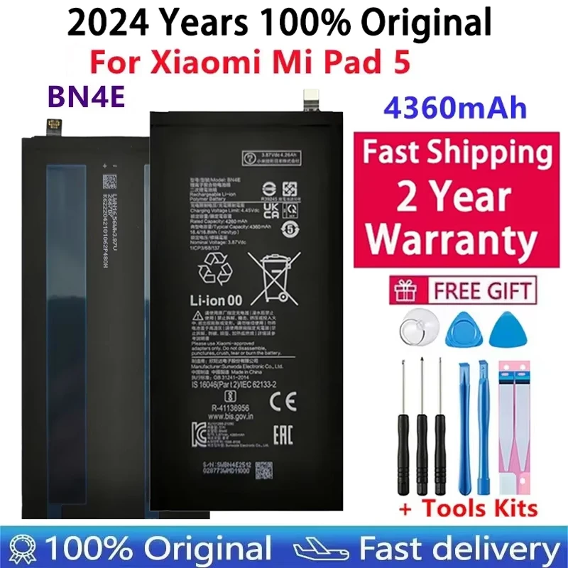 Replacement Battery For Xiaomi Mi Pad 5 Tablet, Rechargeable Phone Batteries, 4360mAh, High Quality, BN4E, 100% Original
Replacement Battery For Xiaomi Mi Pad 5 Tablet, Rechargeable Phone Batteries, 4360mAh, High Quality, BN4E, 100% Original