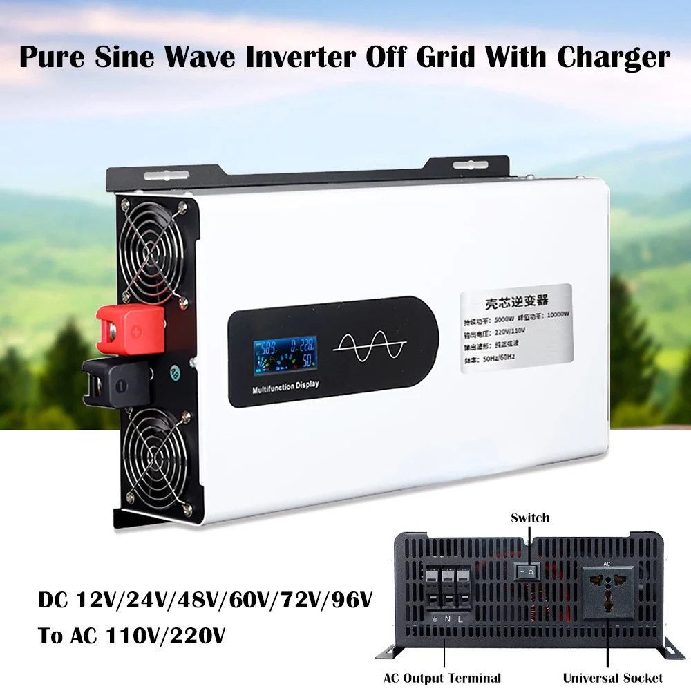 2250W 2600W 4500W 5200 Pure Sine Wave Inverter Off Grid 12V 220V With Charger Voltage Transformer Power Converter Solar Inverter
2250W 2600W 4500W 5200 Pure Sine Wave Inverter Off Grid 12V 220V With Charger Voltage Transformer Power Converter Solar Inverter