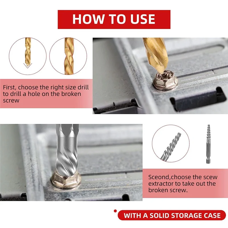 AS94-10-Piece Universal Drill Bit Holder Left Hand Drill Bit Set For Removing Broken Studs, Bolts
AS94-10-Piece Universal Drill Bit Holder Left Hand Drill Bit Set For Removing Broken Studs, Bolts