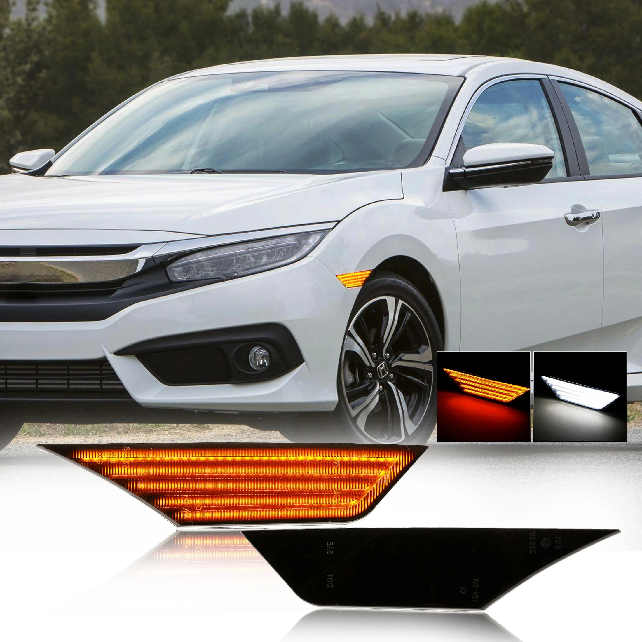 Светодиодный боковой габаритный фонарь для Honda Civic 2016-2021, передний бампер, колесо, крыло, последовательные указатели поворота, янтарно-белый свет, водонепроницаемый
Светодиодный боковой габаритный фонарь для Honda Civic 2016-2021, передний бампер, колесо, крыло, последовательные указатели поворота, янтарно-белый свет, водонепроницаемый