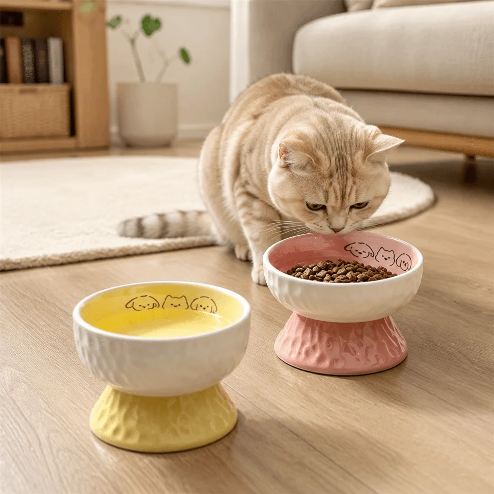 Ceramic Elevated Cat Bowl Cute Anti-Vomiting Raised Pet Feeder Stable Large Caliber Pet Food Water Bowl Dog Accessories
Ceramic Elevated Cat Bowl Cute Anti-Vomiting Raised Pet Feeder Stable Large Caliber Pet Food Water Bowl Dog Accessories