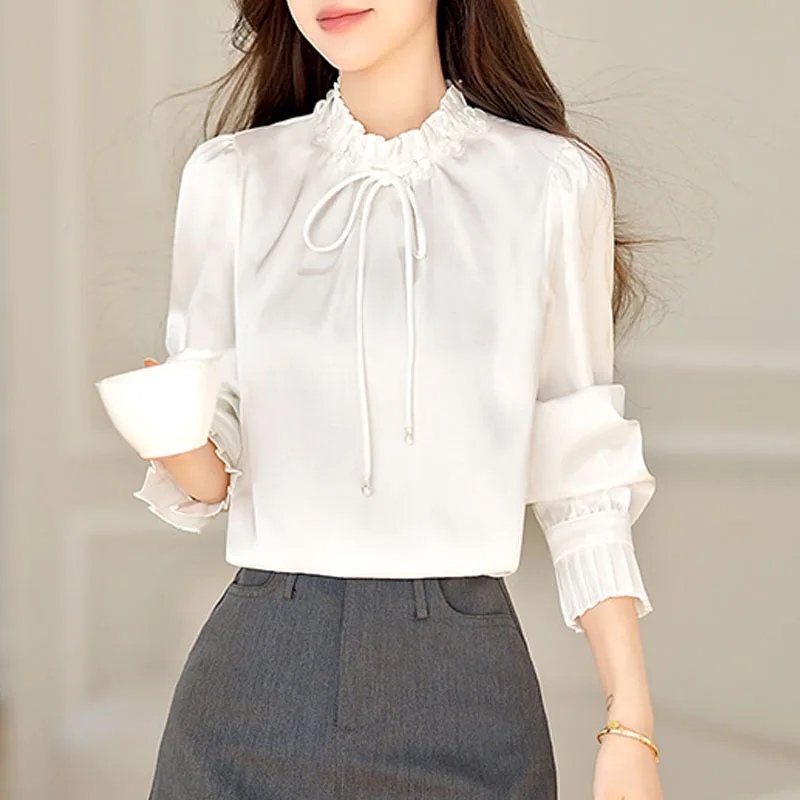 Women Blouse Shirt New Long Sleeve Ruffled Collar Blusas Para Mujer White Lace-up Floral Blouse Shirt Women Tops Camisas Q5066
Women Blouse Shirt New Long Sleeve Ruffled Collar Blusas Para Mujer White Lace-up Floral Blouse Shirt Women Tops Camisas Q5066