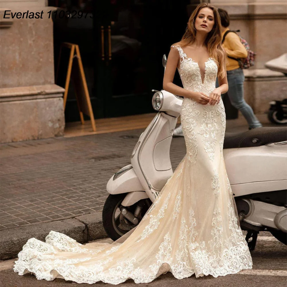 EVLAST Customized Mermaid Wedding Dress 2025 Strapless Lace Applique Beading Vestido De Novia Bridal Gown Robe De Mariee TMD10
EVLAST Customized Mermaid Wedding Dress 2025 Strapless Lace Applique Beading Vestido De Novia Bridal Gown Robe De Mariee TMD10