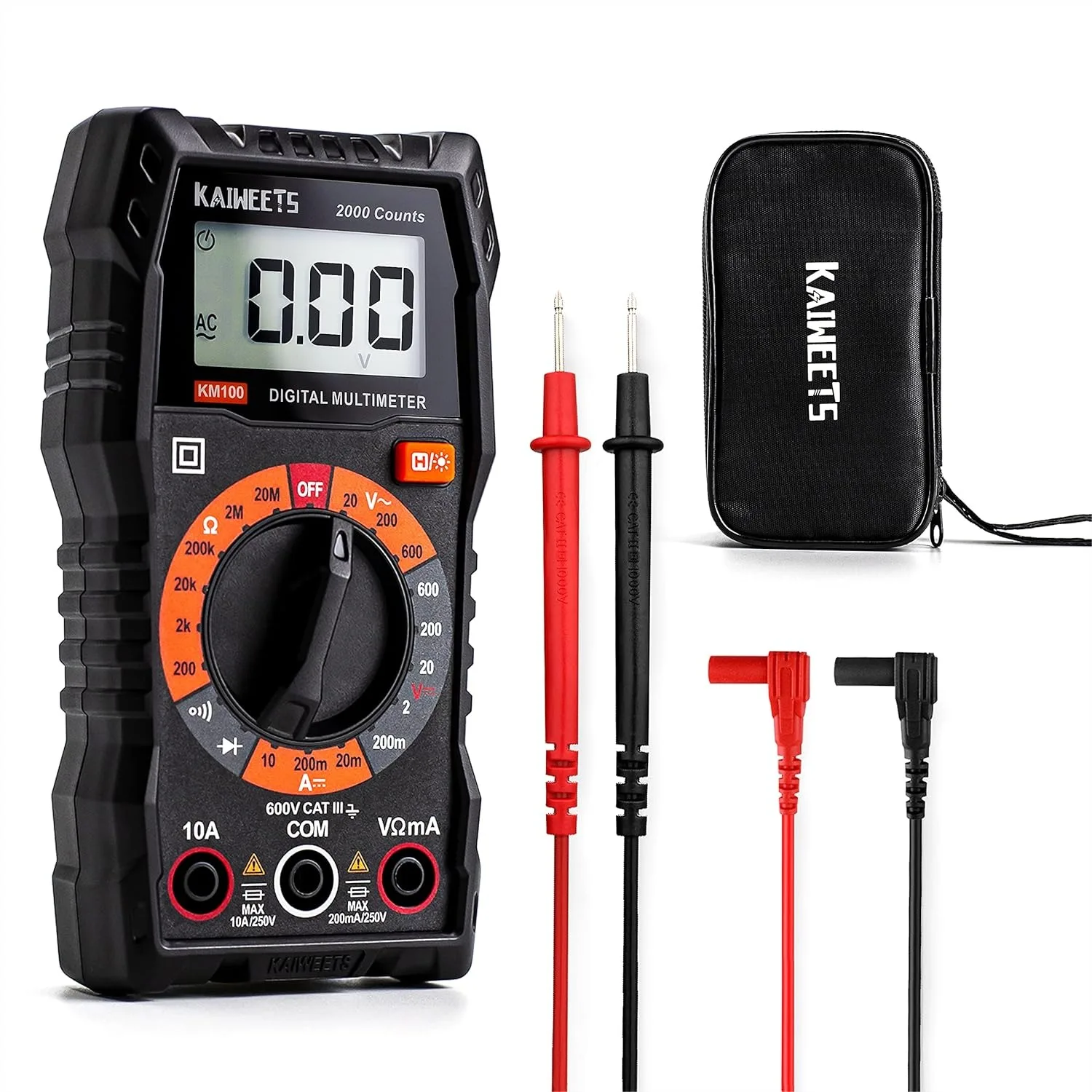 Digital Multimeter with Case for Household Outlet and Automotive Battery Test, DC AC Voltmeter Ohm Volt Amp Tester with
Digital Multimeter with Case for Household Outlet and Automotive Battery Test, DC AC Voltmeter Ohm Volt Amp Tester with