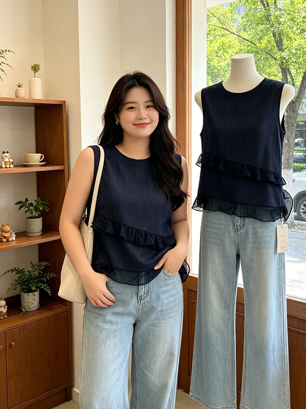 plus Size Summer Casual round Neck Irregular Lace Trim Sleeveless Top Women's Fashionable Small Shirt Breathable Skin-friendly
plus Size Summer Casual round Neck Irregular Lace Trim Sleeveless Top Women's Fashionable Small Shirt Breathable Skin-friendly